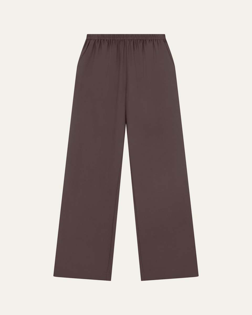 Alera Elastic Waist Straight-Leg Silk Pants